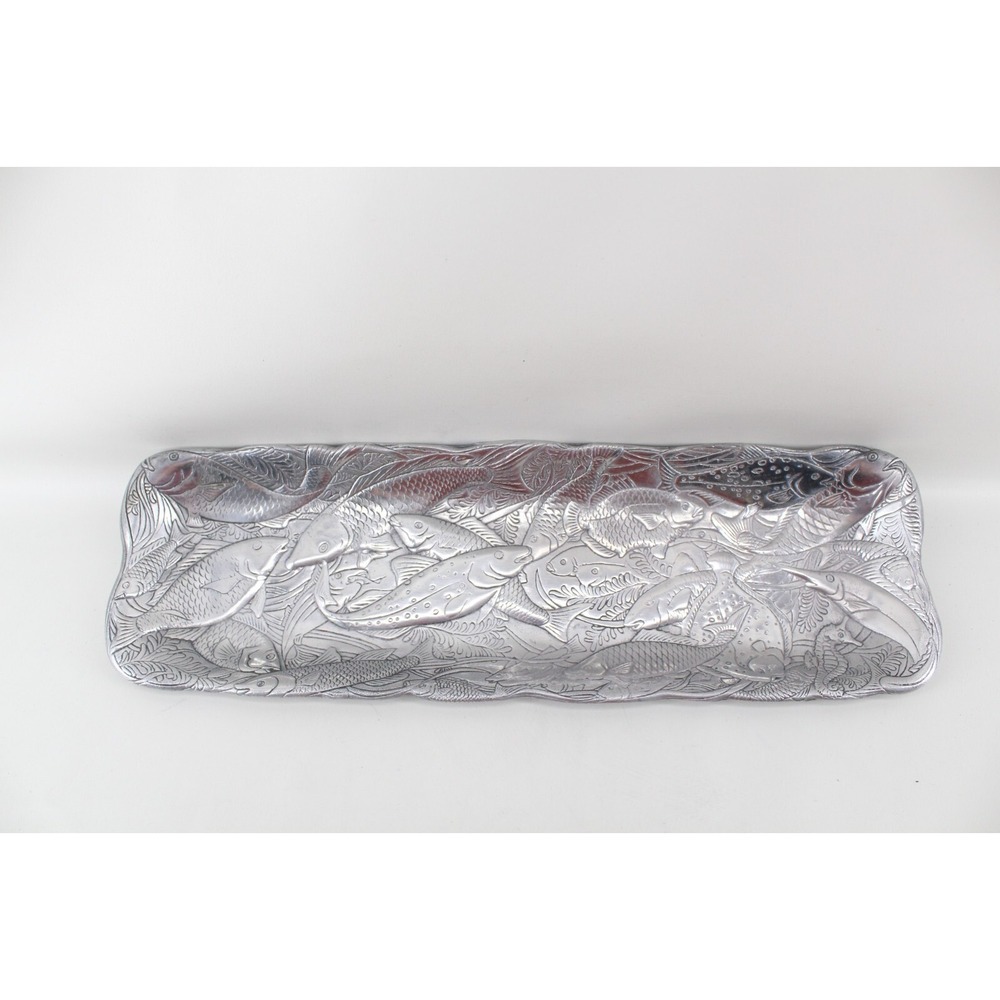Arthur Court Aluminum Fish / Bread Tray Serving Platter 1985 Sea Life Collection